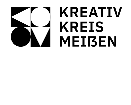 Logo Kreativ Kreis Meissen mit Geometrischen Formen in Schwarz Weiß