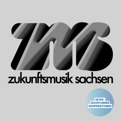 Das Logo von Zukunftsmusik Sachsen in Schriftform schwarz weiß